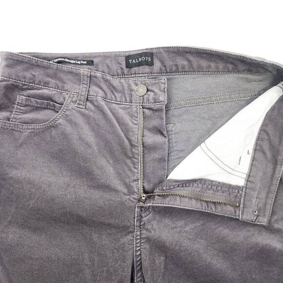 Talbots Womens Velveteen Straight Leg Pant Grey Stretch Cotton Elastane Size 8 - Picture 3 of 10